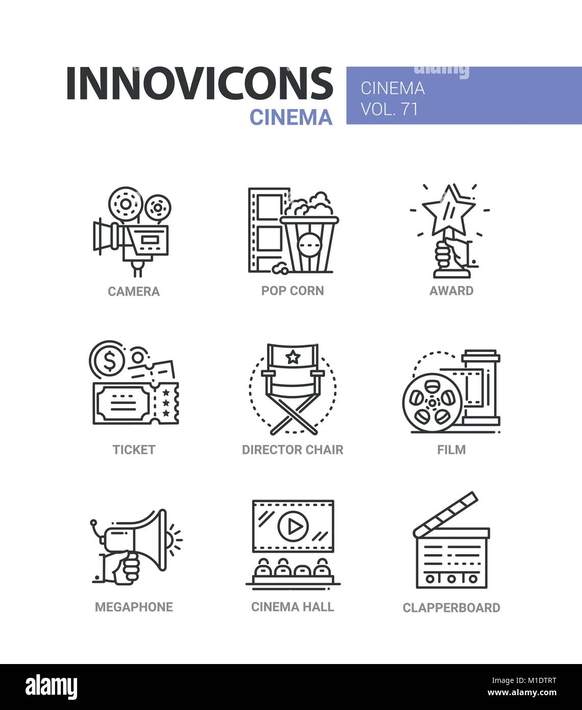 Cinema - set of modern thin line design icons Stock Vector Image & Art ...