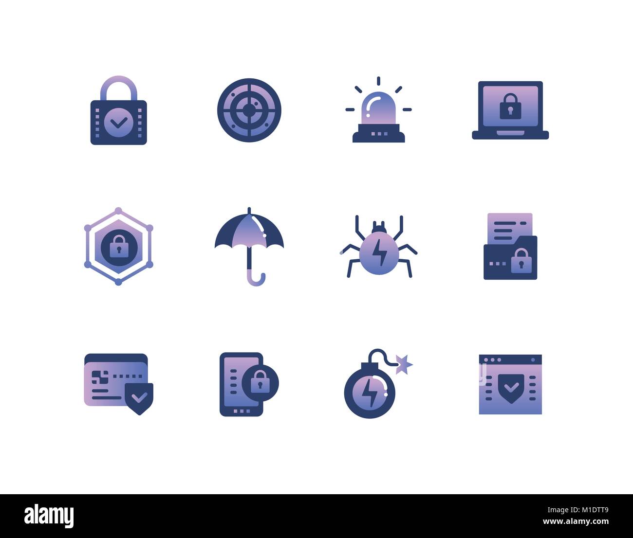 Information security, data protection - set of flat design style icons ...