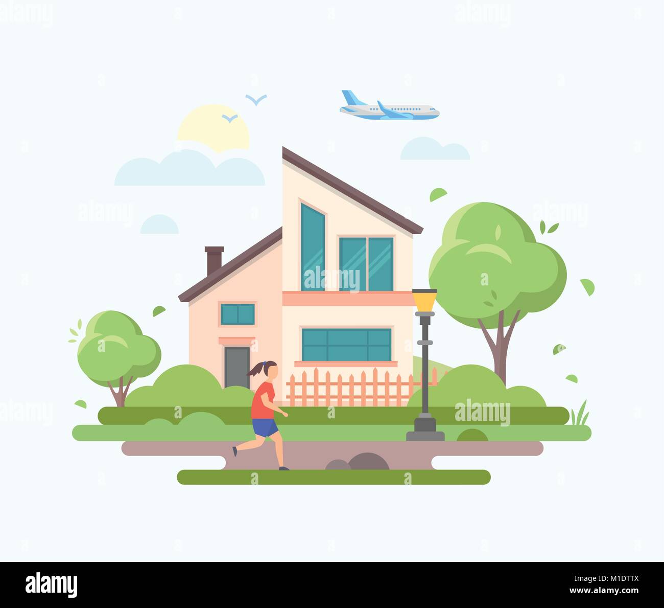 Lovely house - modern flat design style vector illustration Stock ...