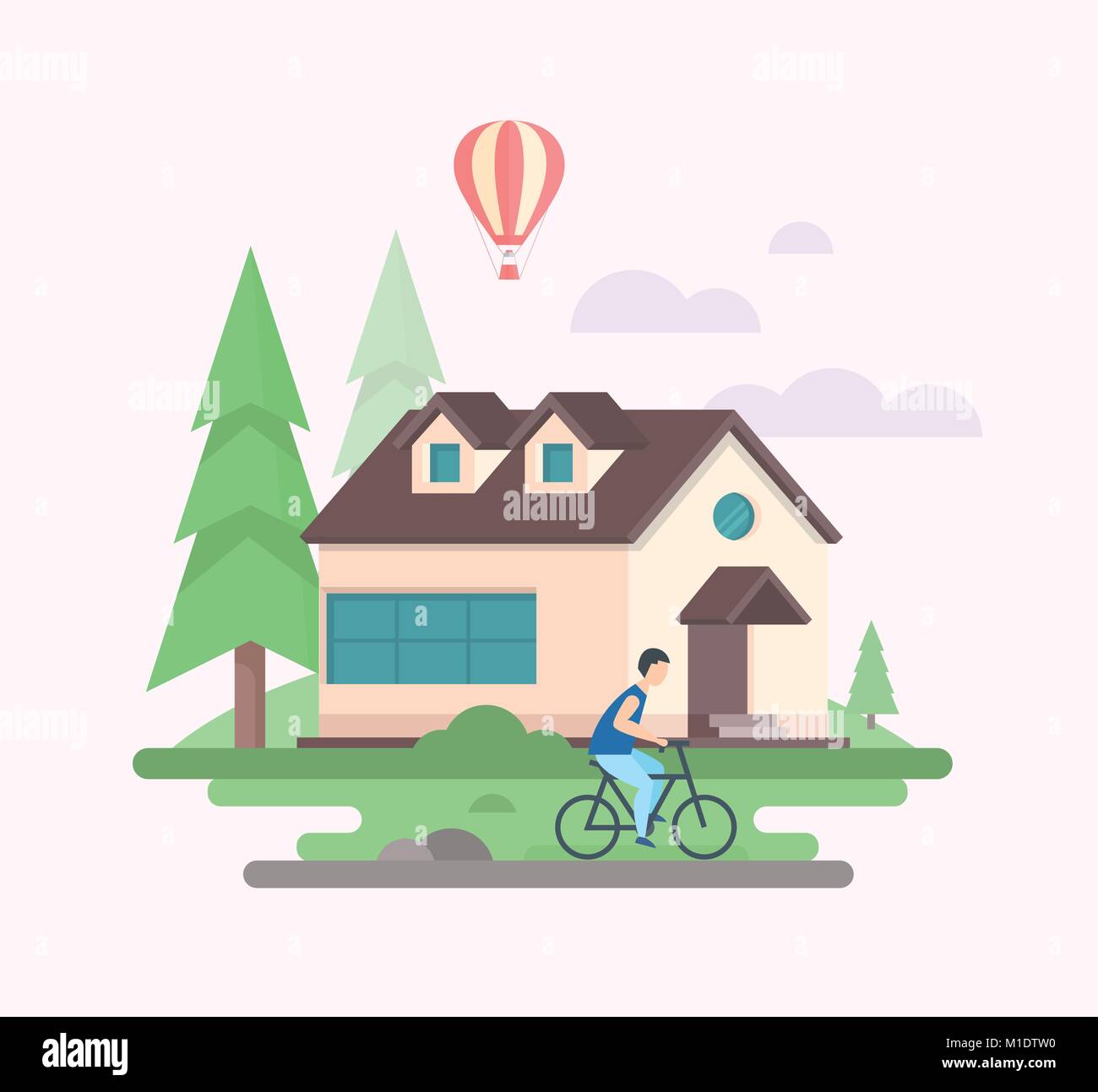 Landscape with a house - modern flat design style vector illustration ...