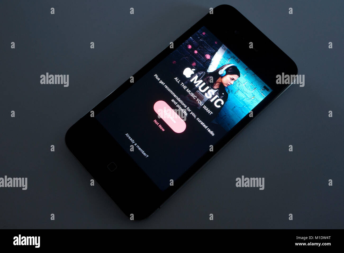 Apple music app on a Iphone 4s, UK. Stock Photo