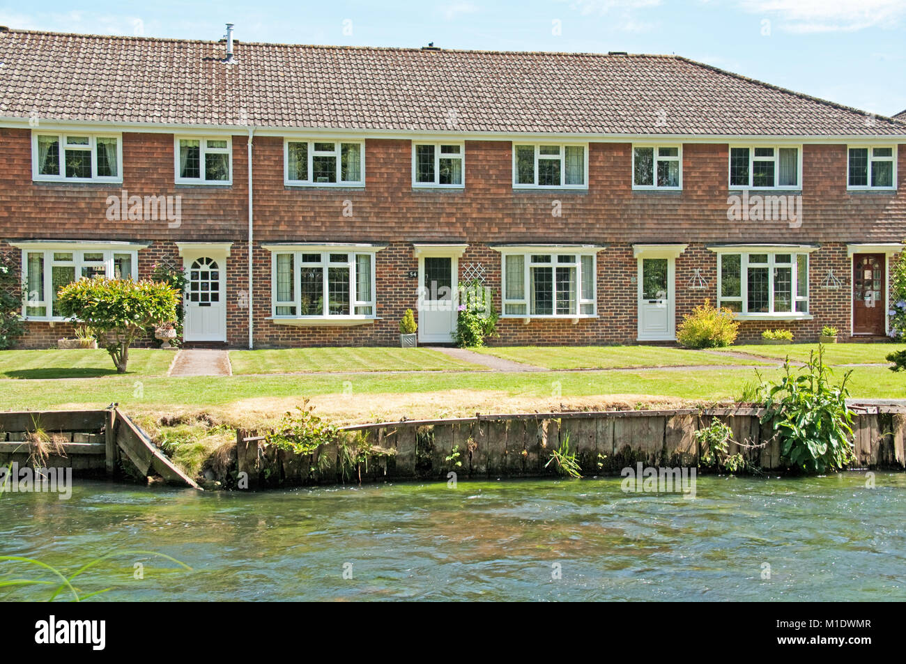 Romsey, Houses by River Test, Hampshire, England Stock Photo Alamy