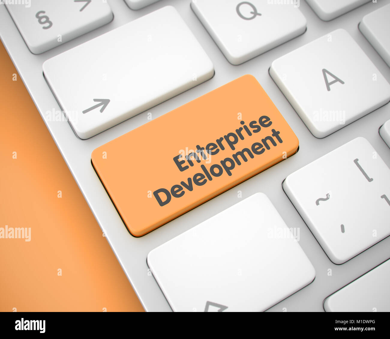 Enterprise Development - Text on Orange Keyboard Keypad. 3D. Stock Photo