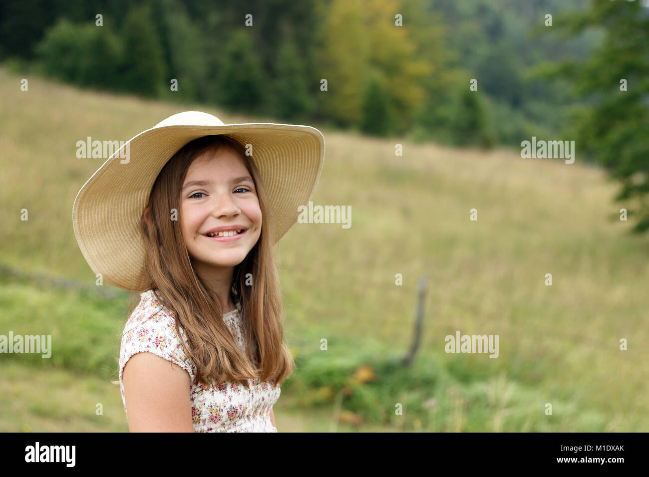 beautiful little girl outdoor portrait Stock Photo