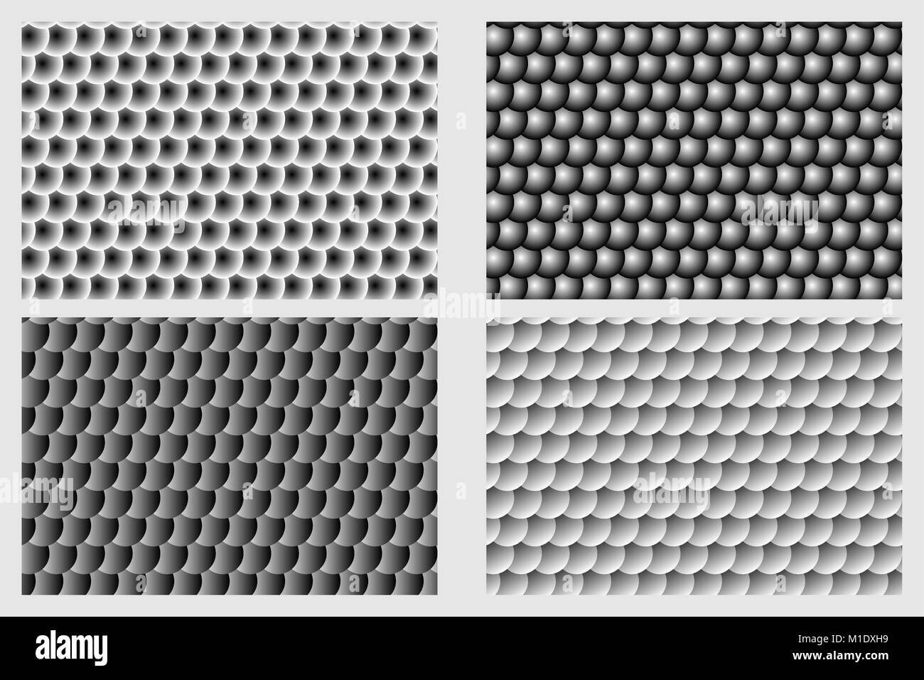 Fish scale pattern, Simple circular background black and white set