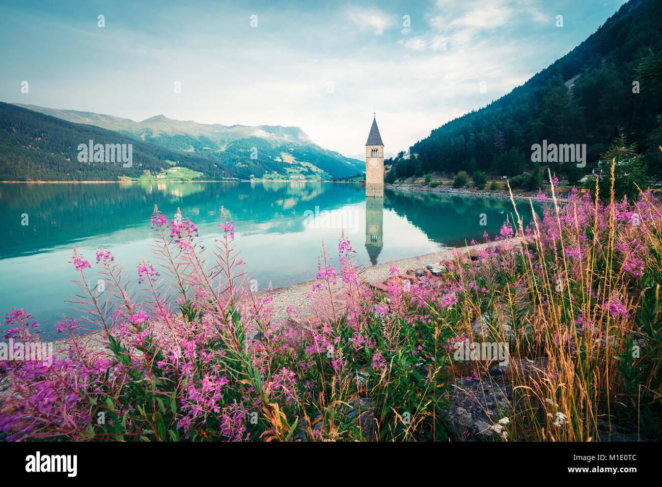 Beautiful view of the lake Resia Stock Photo