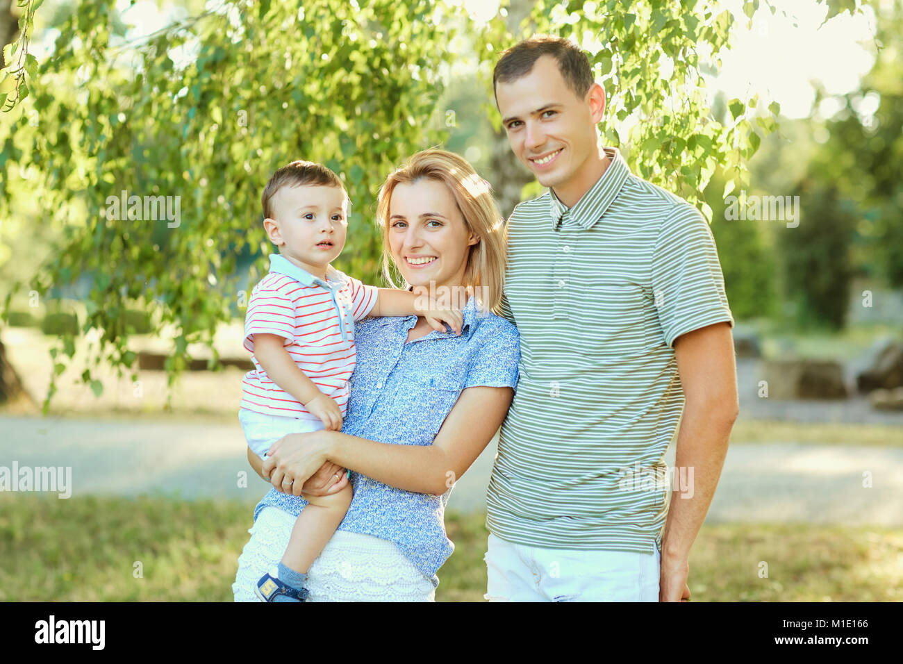 Happy family in nature.  Stock Photo