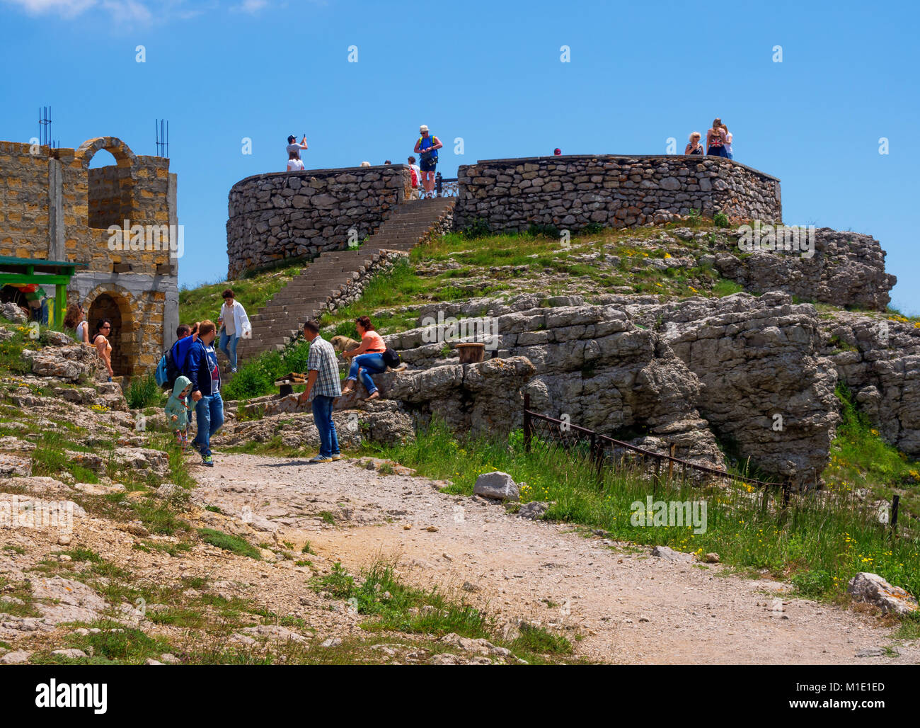 Yalta Russia June Tourists Climb To The Observation Deck On The Plateau Of Mount Ai