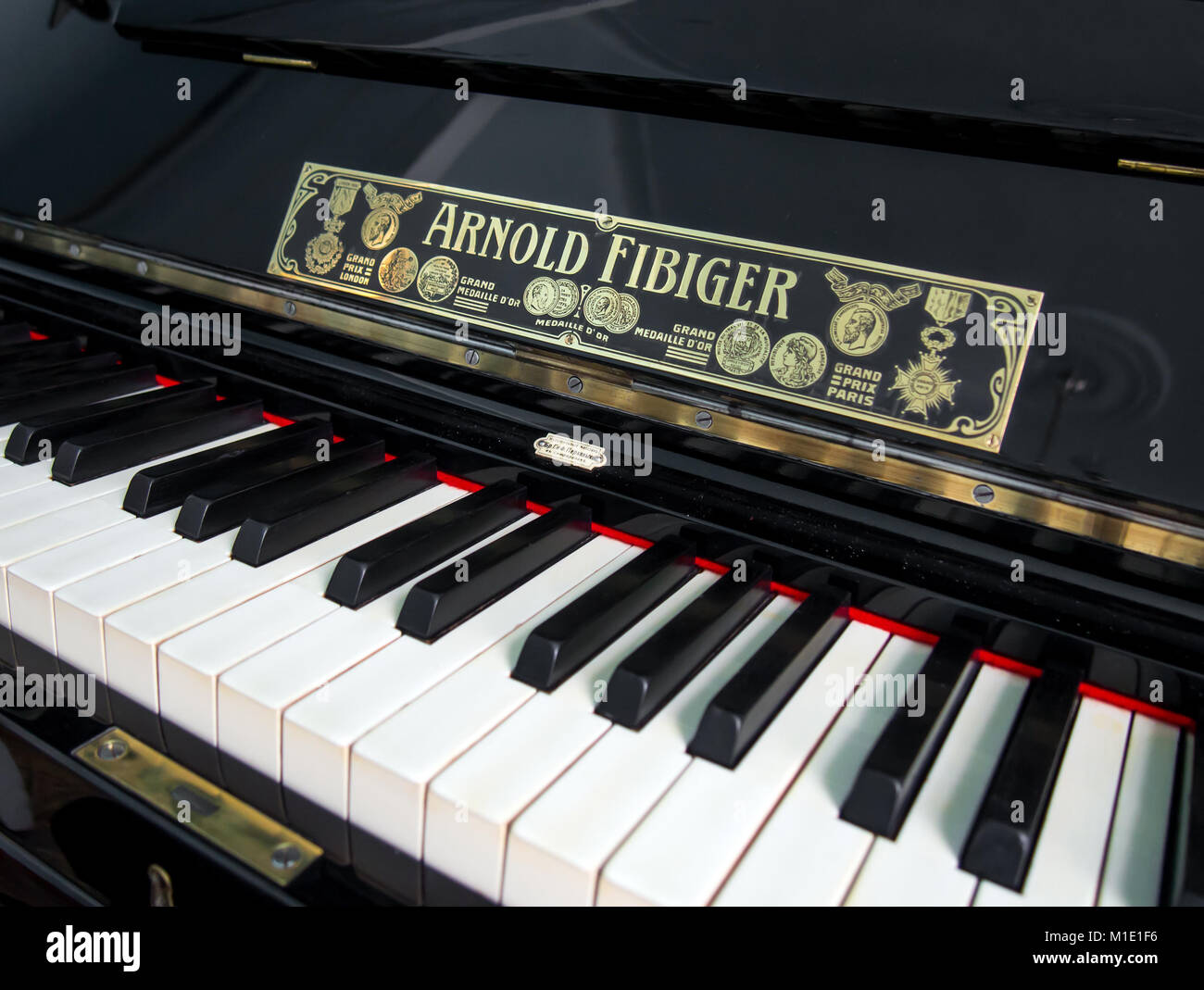 Alushta, Russia - June 08, 2016:Fragment of a piano manufactured by the  firm "Arnold Fibiger" in Sergeyev-Tsensky house Stock Photo - Alamy