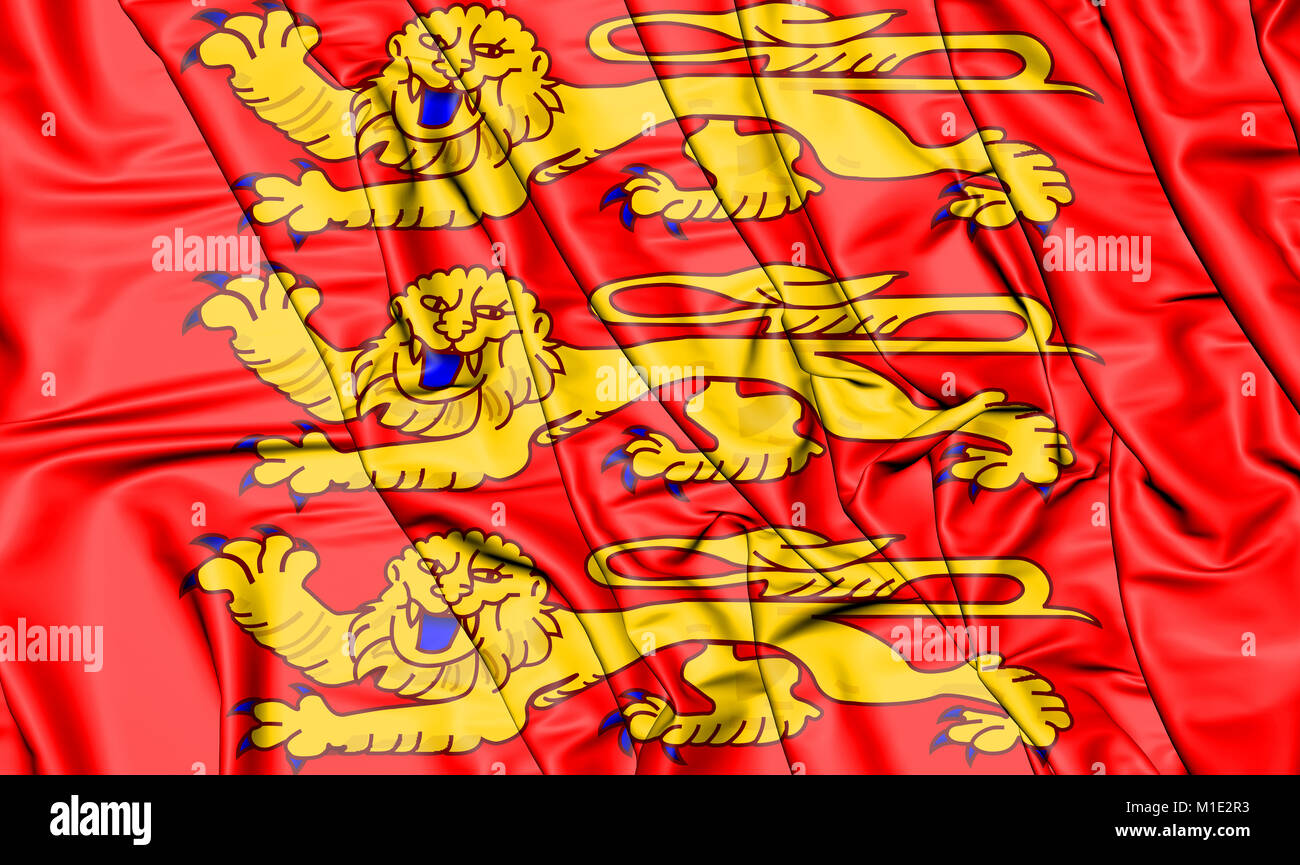 3D Flag of Upper Normandy, France. 3D Illustration. Stock Photo