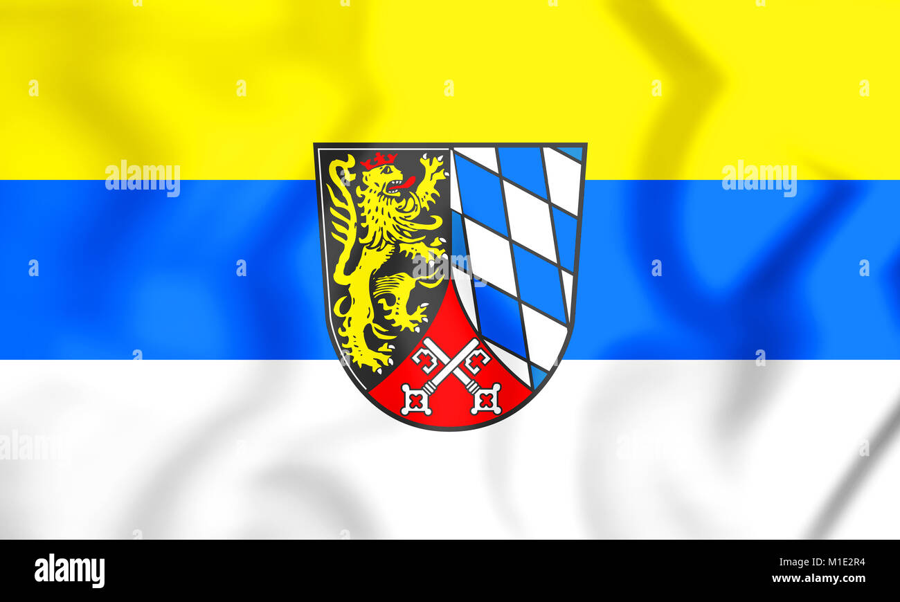 3D Flag of Upper Palatinate (Oberpfalz), Germany. 3D Illustration. Stock Photo
