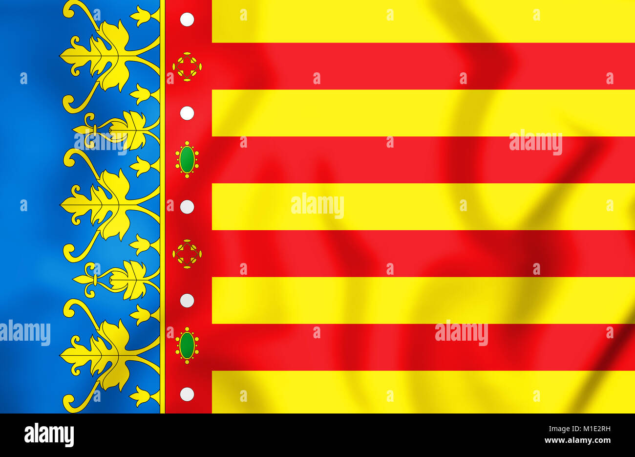3D Flag of Valencian Community, Spain. 3D Illustration Stock Photo - Alamy