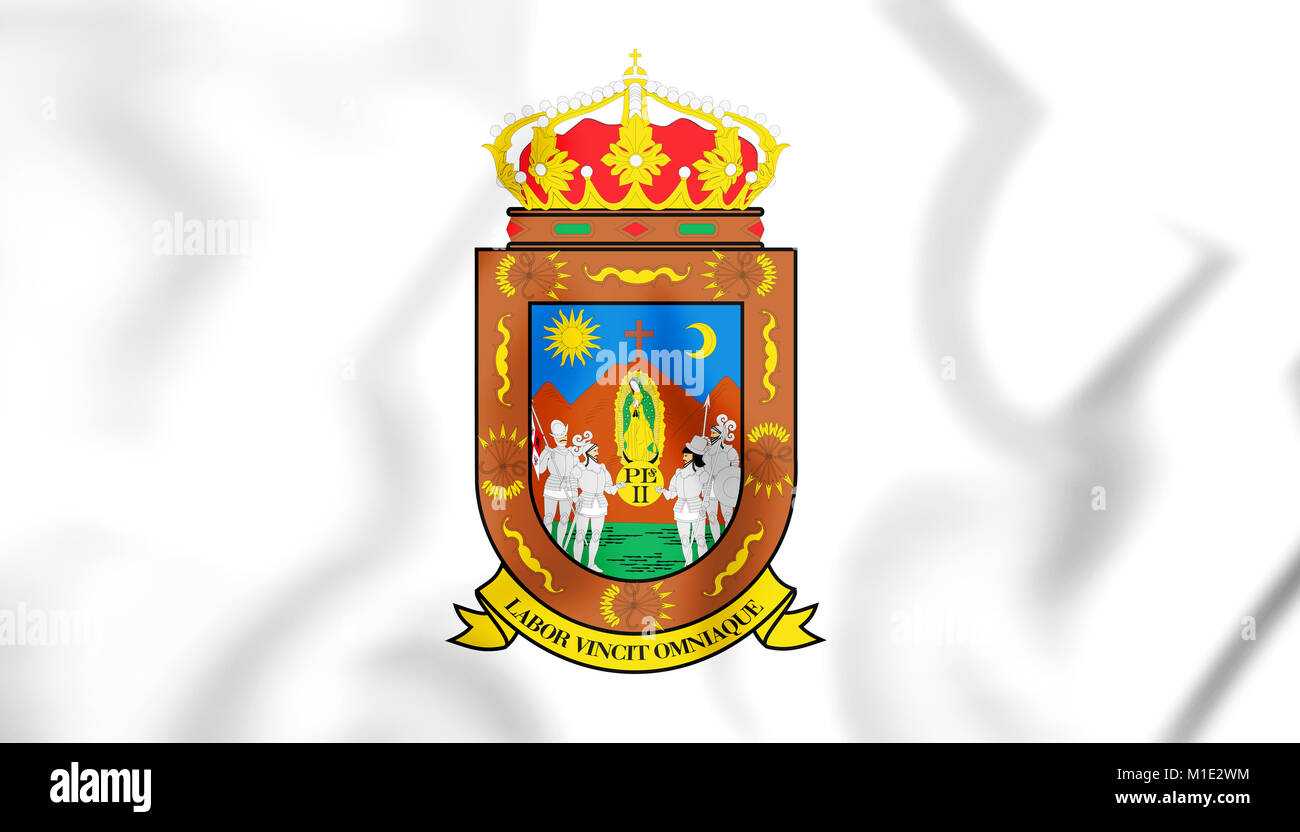 3D Flag of Zacatecas State, Mexico. 3D Illustration. Stock Photo