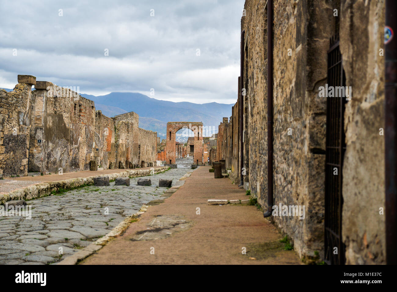 Ruins of ancient city of Pompeii, destroyed by volcano Mount Vesuvius