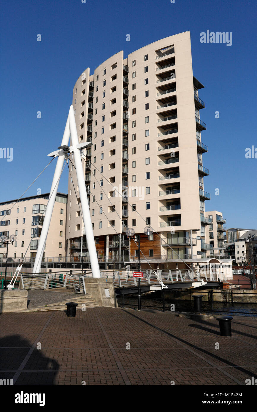 High rise apartments in Cardiff Bay Wales UK Stock Photo Alamy