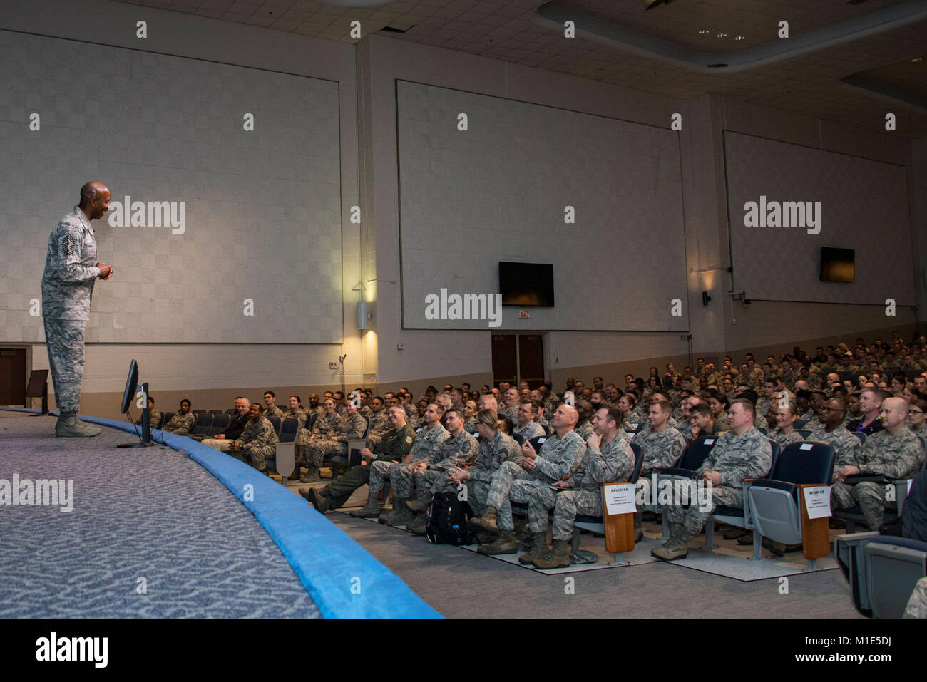Maxwell AFB, Ala. Chief Master Sergeant of the Air Force Kaleth O. Wright, 18th CMSAF, holds
