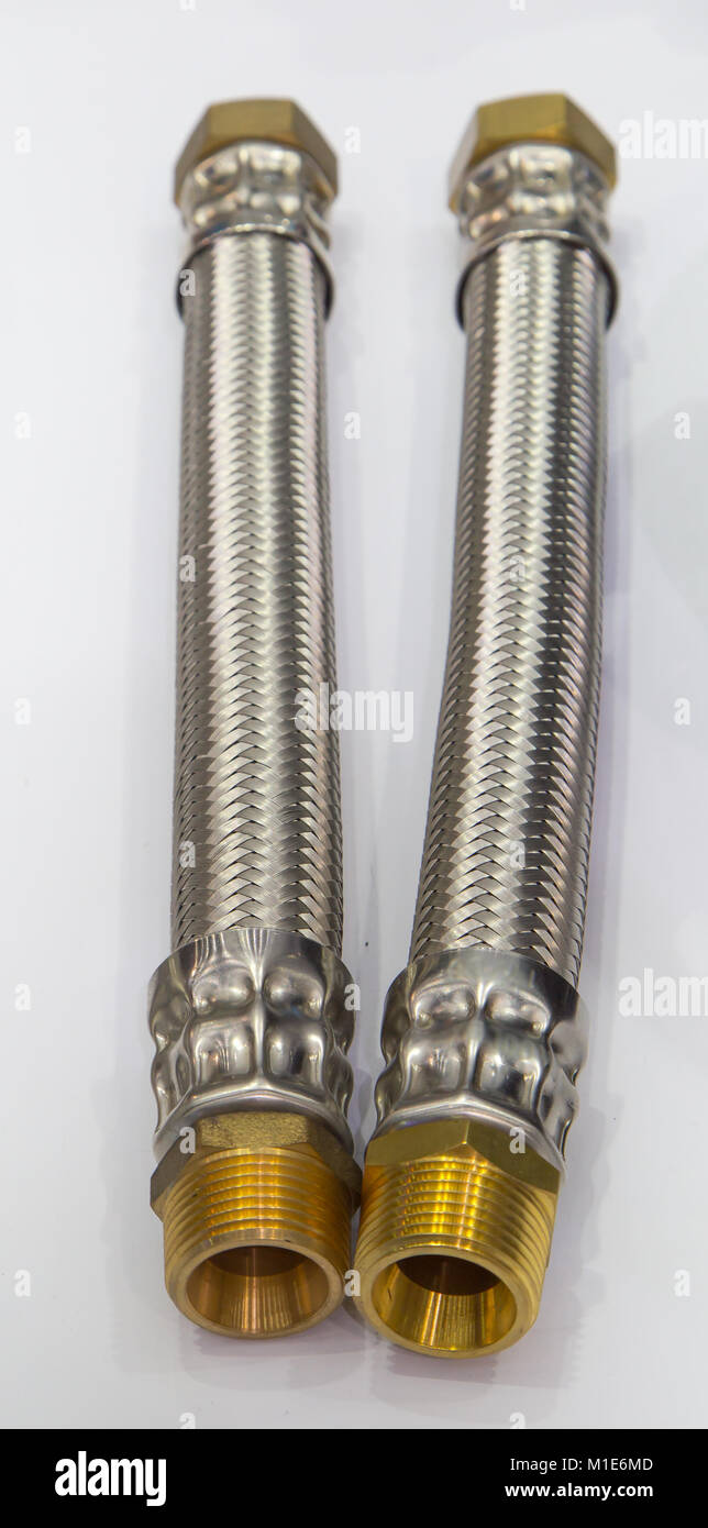 Braided Flexible Hose with male threaded connection Stock Photo Alamy