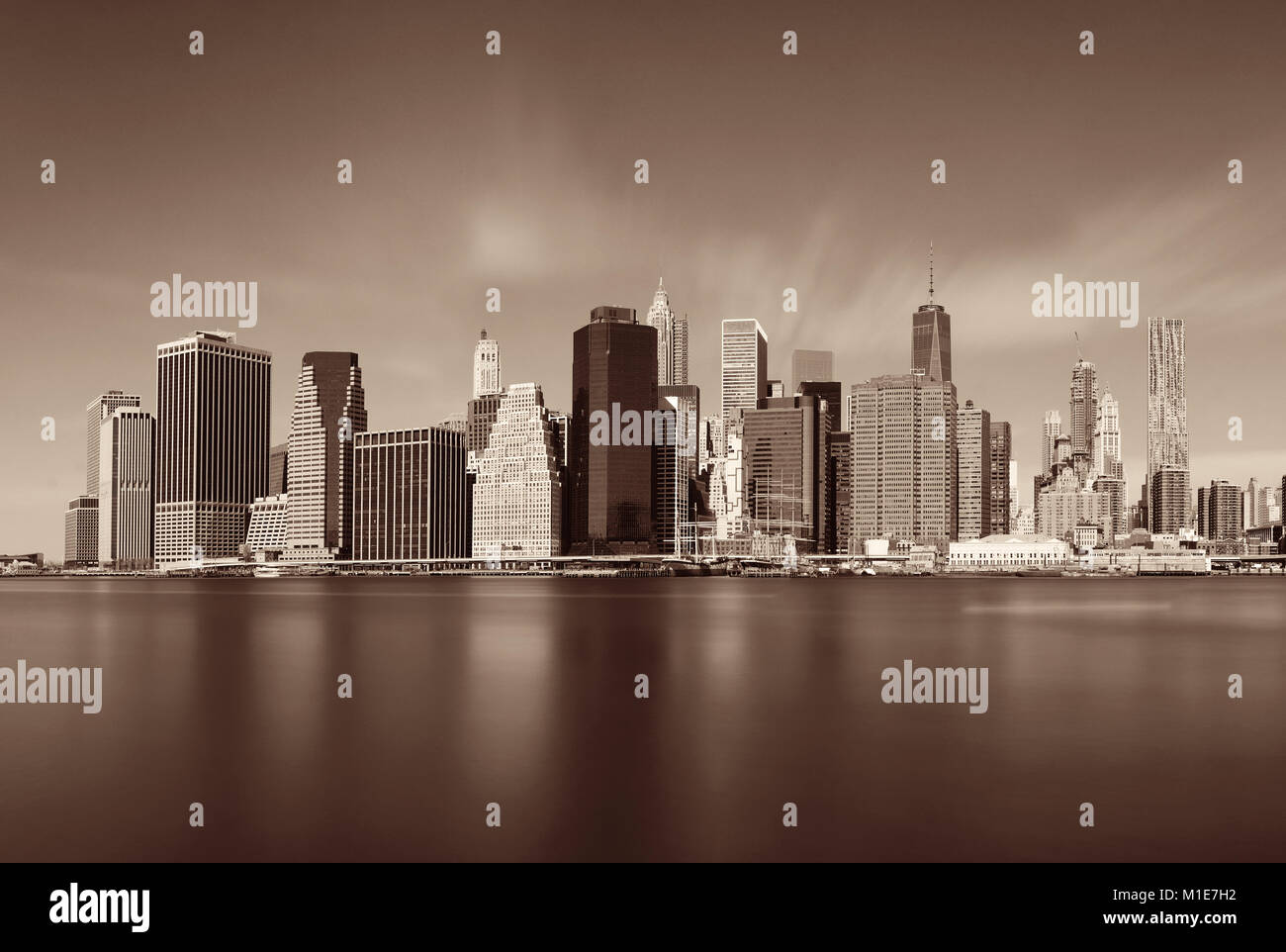 Downtown Manhattan skyline over East River in New York City Stock Photo ...