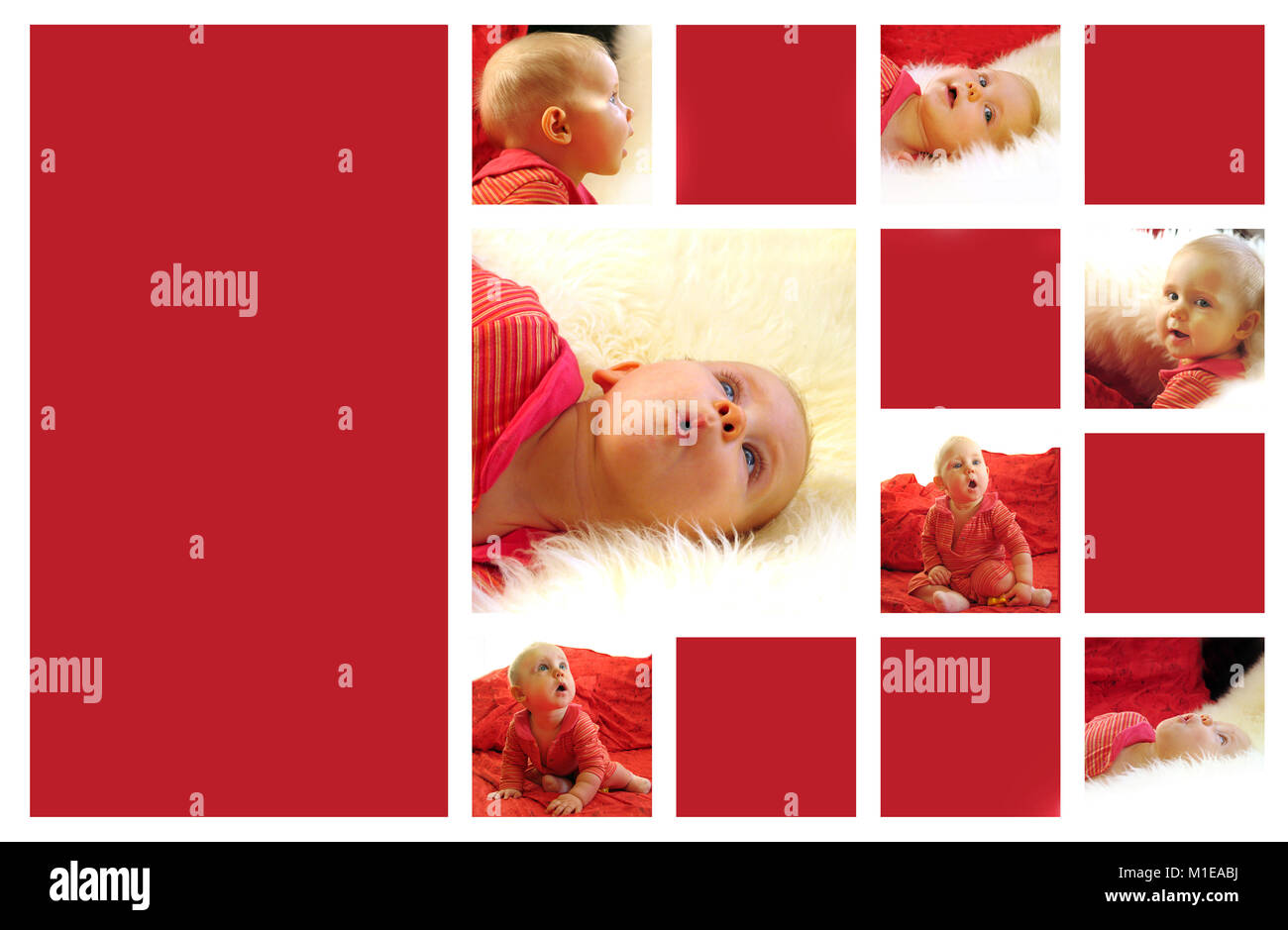 beautiful child in bright red background Stock Photo - Alamy