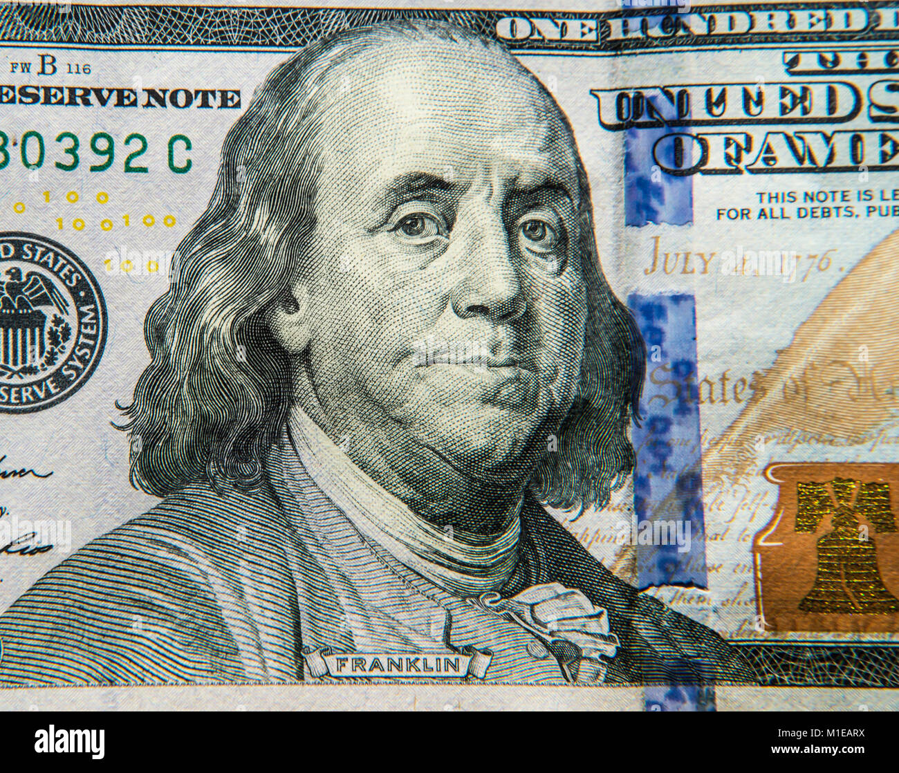 Detail From 100 Dollar Bill Stock Photo Alamy