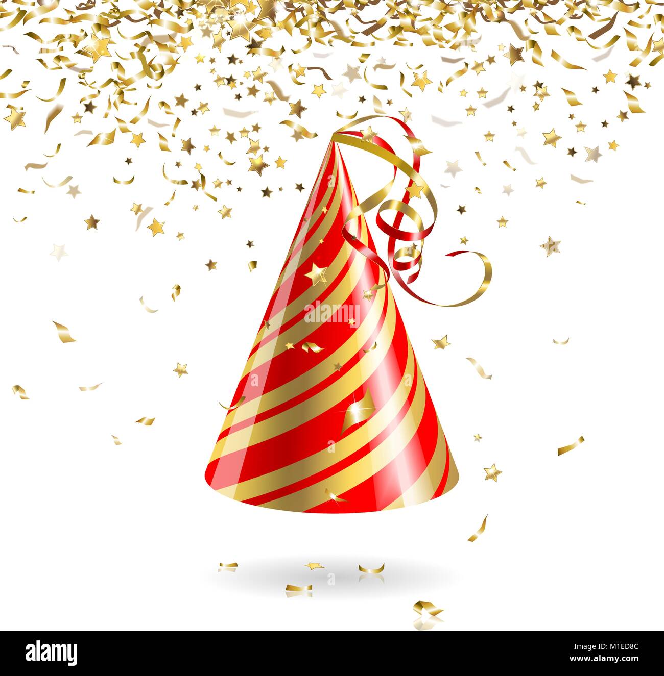 Party Hat and gold confetti Stock Vector Image & Art Alamy