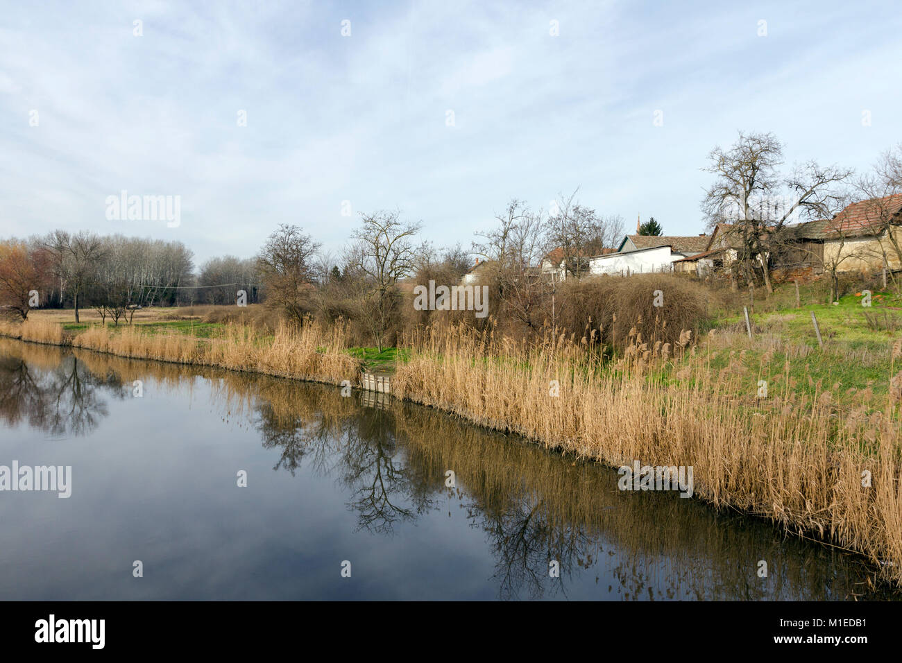 Kurca river in Szegvar village, Hungary. Stock Photo