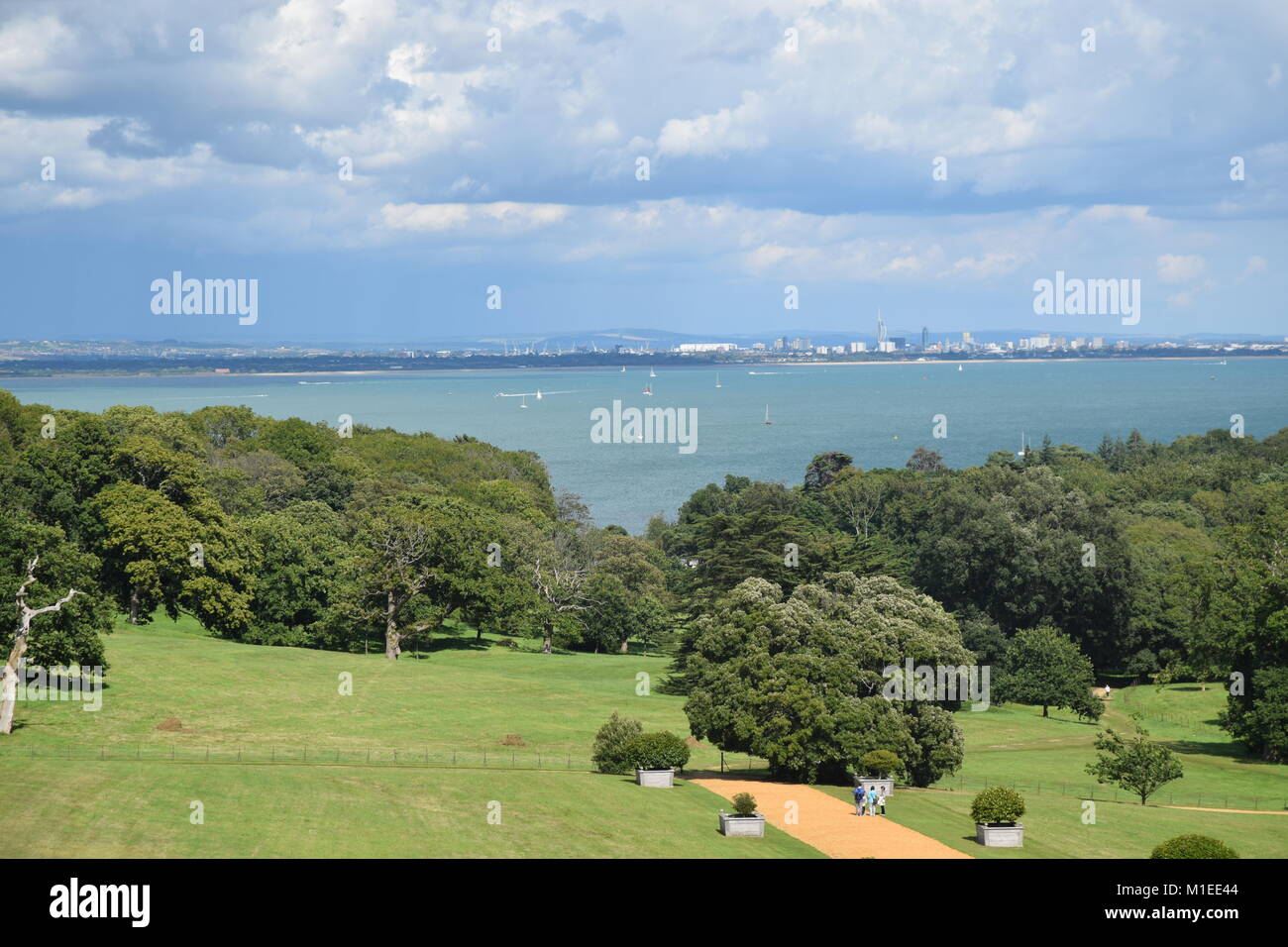 VIEW IN AUGUST FROM OSBORNE HOUSE, QUEEN VICTORIA'S RESIDENCE IN EAST COWES, ISLE OF WIGHT, UK Stock Photo