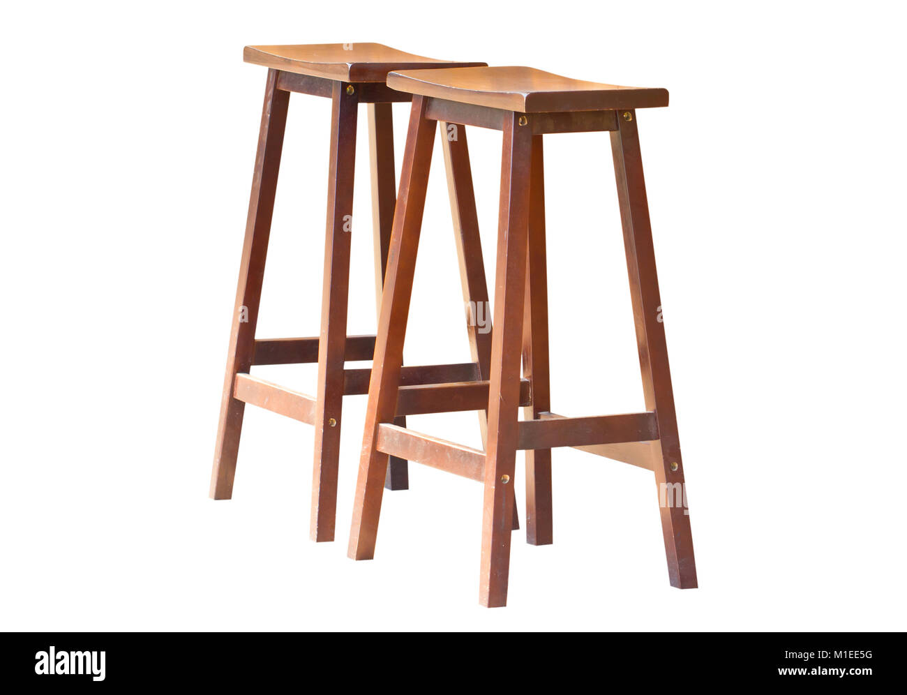 Two of wooden stools Stock Photo Alamy