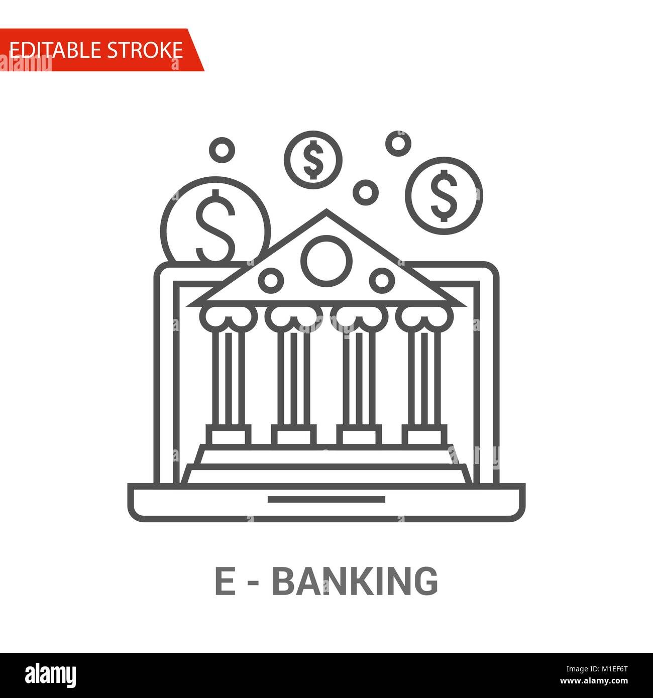 E-Banking Icon. Thin Line Vector Illustration. Adjust stroke weight ...