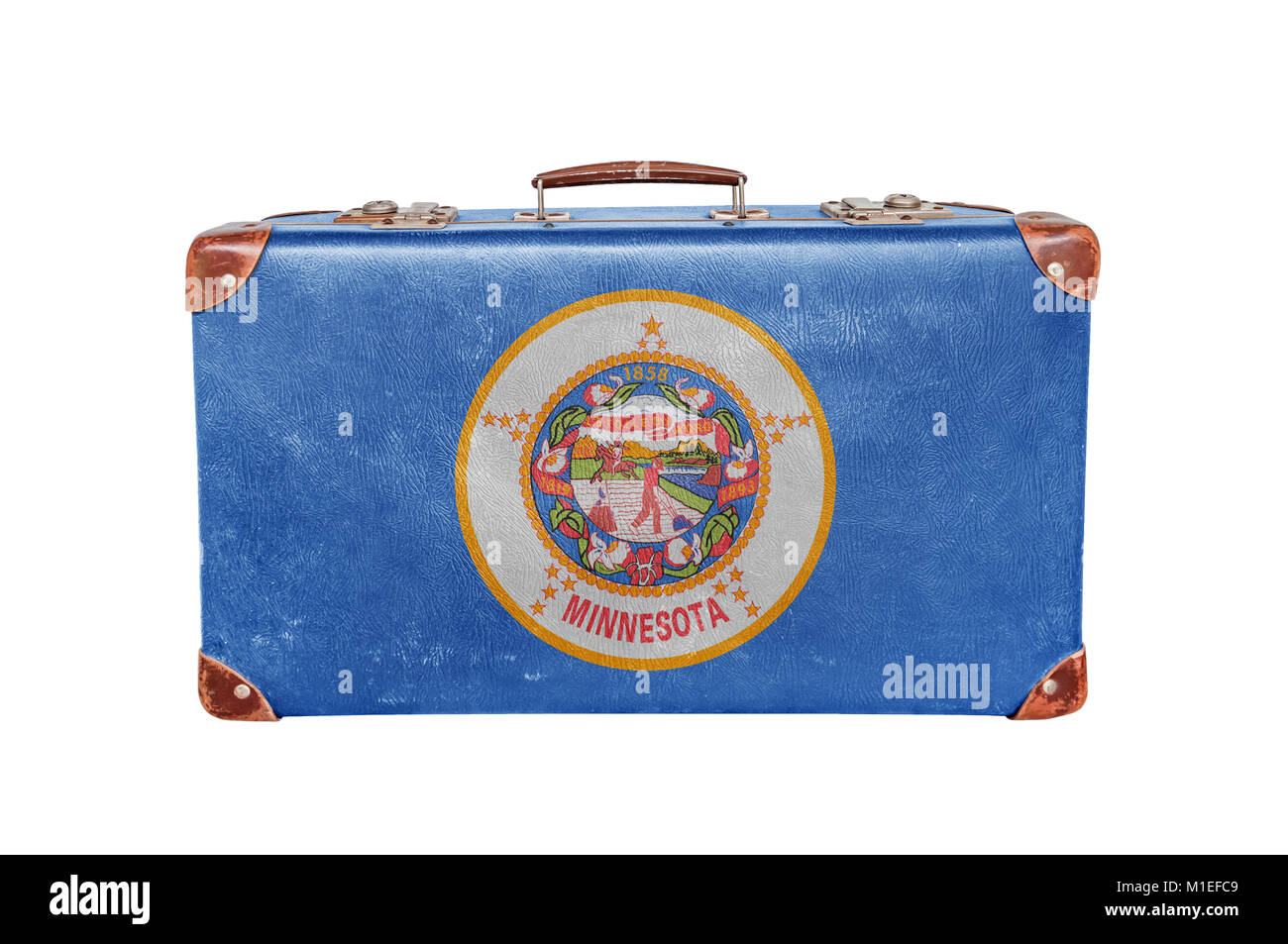 Vintage suitcase with United states Minnesota flag Stock Photo