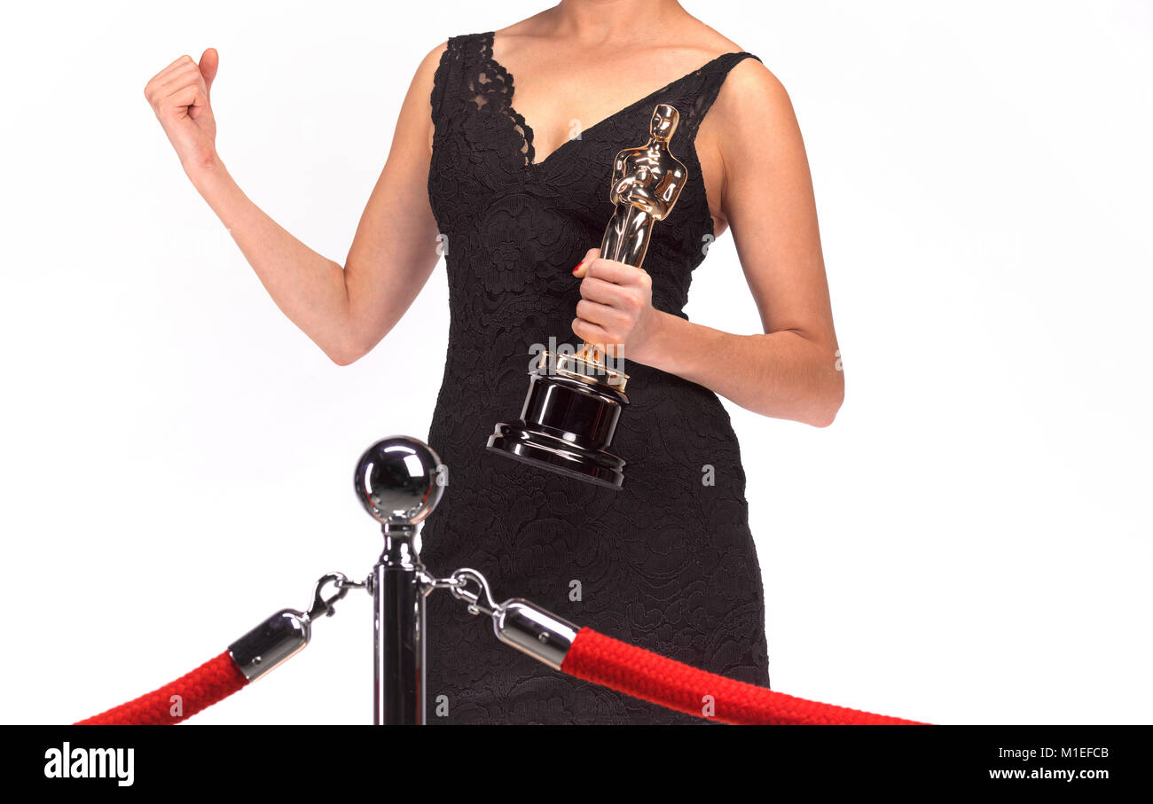 Oscar Statuette posed by model Stock Photo