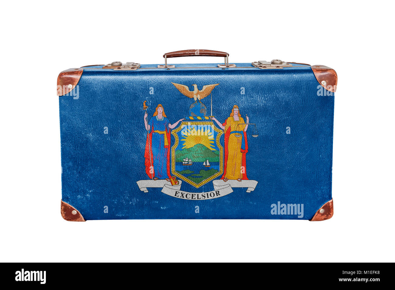Vintage suitcase with United states New York flag flag Stock Photo Alamy