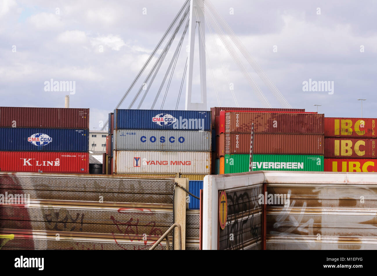 Mannheim, Containerhafen Stock Photo