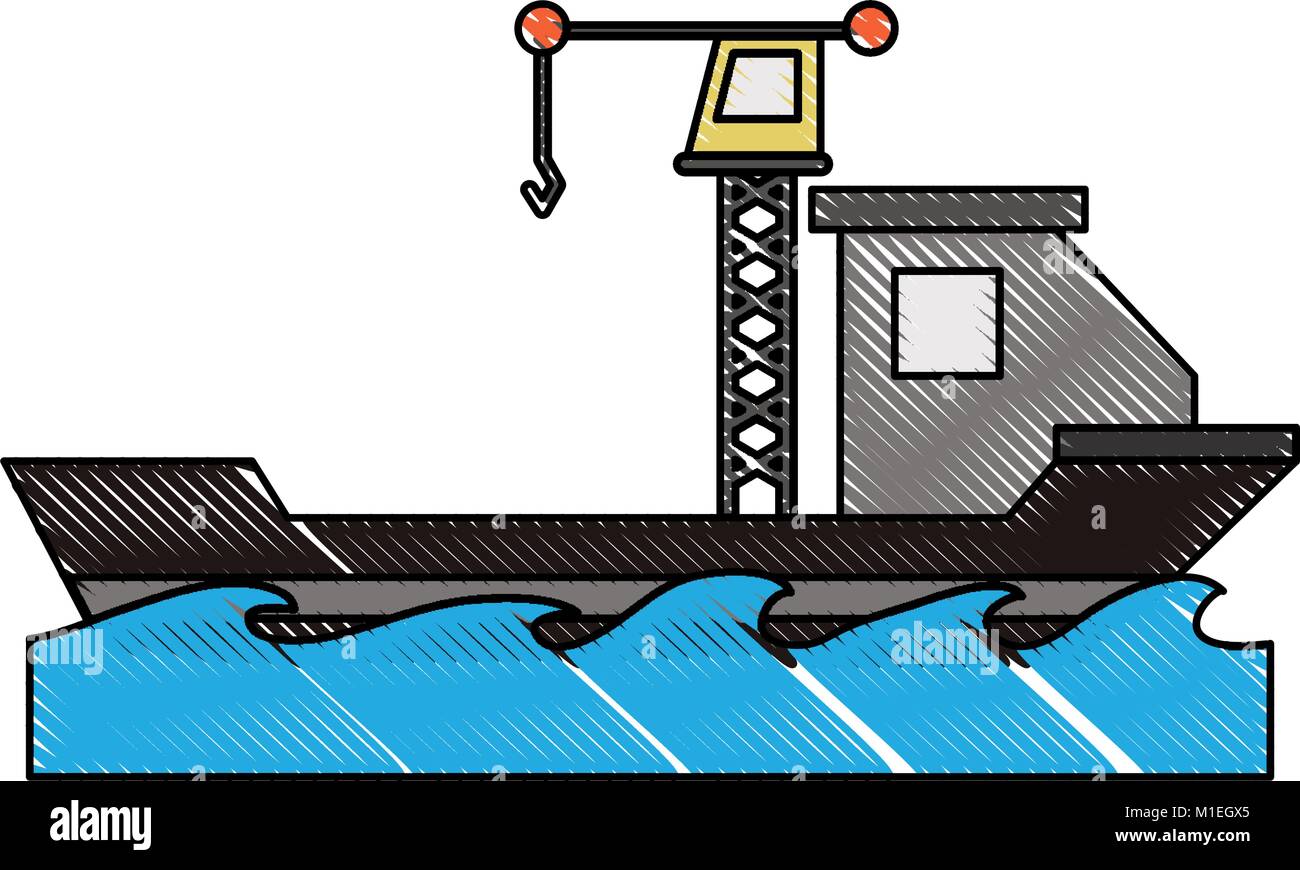 Freighter ship with crane Stock Vector Image & Art - Alamy