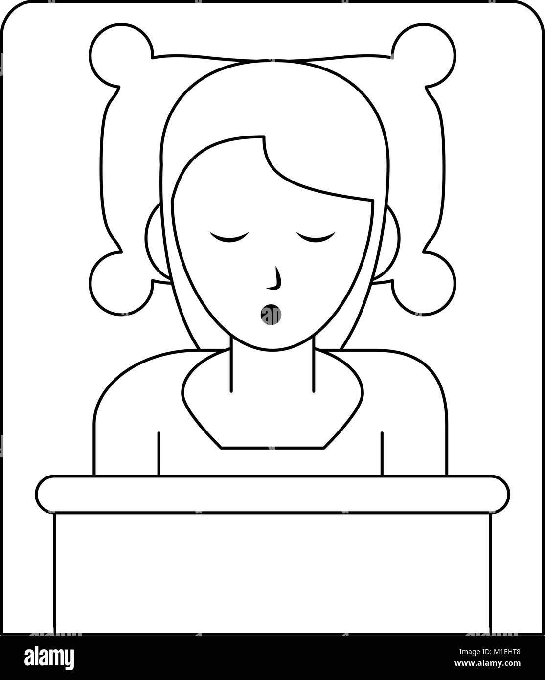 Woman sleeping in bed Stock Vector Image & Art - Alamy