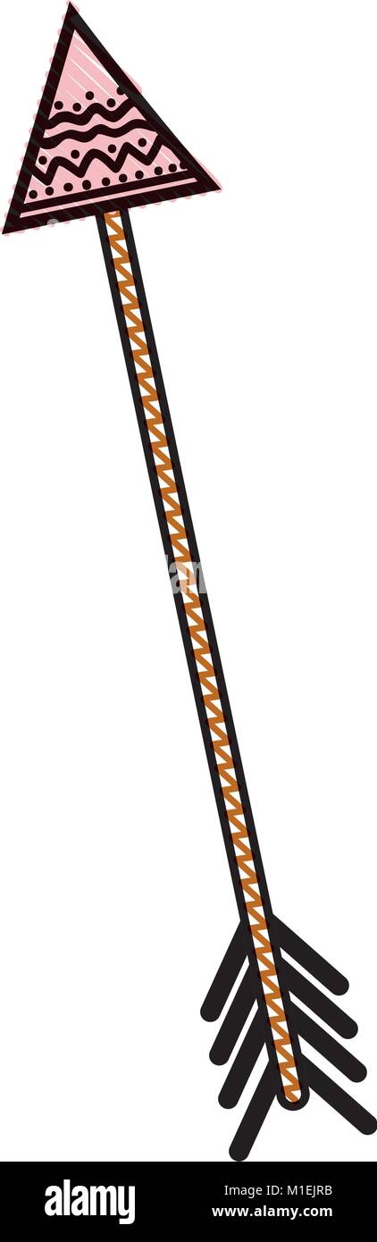 grated arrow native object with ornamental design vector illustration ...