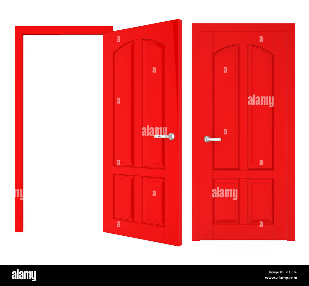 Closed and Opened Doors Isolated Stock Photo - Alamy