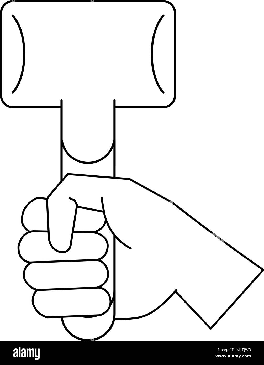 Hand holding black mallet hammer Stock Vector Images - Alamy