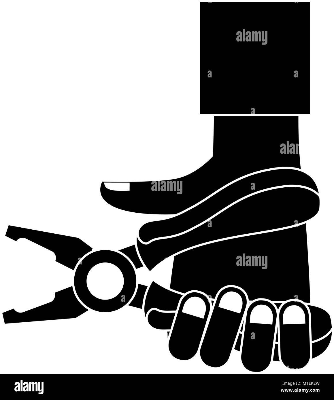Hand holding plier Stock Vector