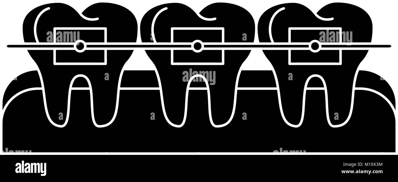 Teeths with brackets Stock Vector Image & Art - Alamy
