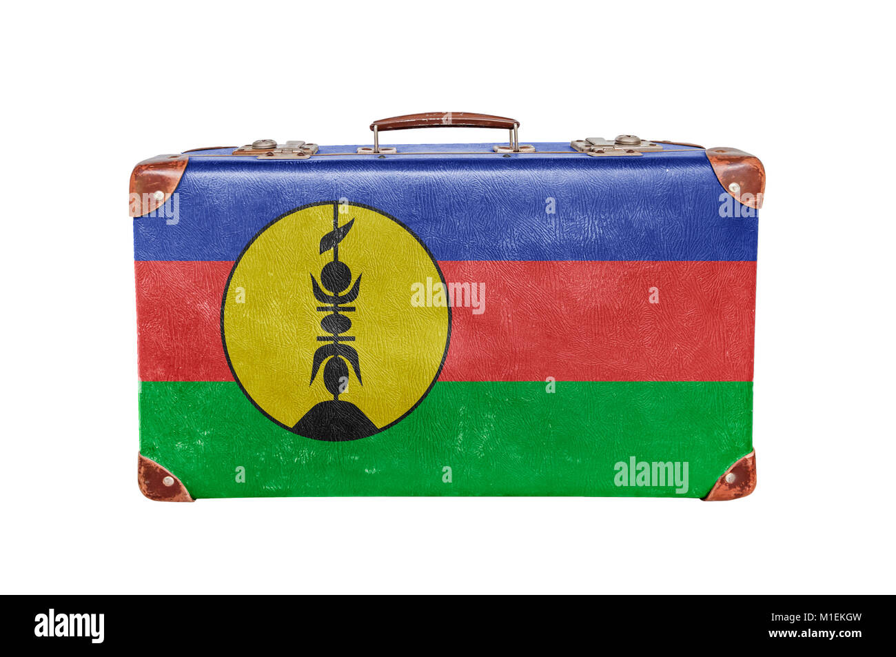 Vintage suitcase with New Calcedonia flag Stock Photo