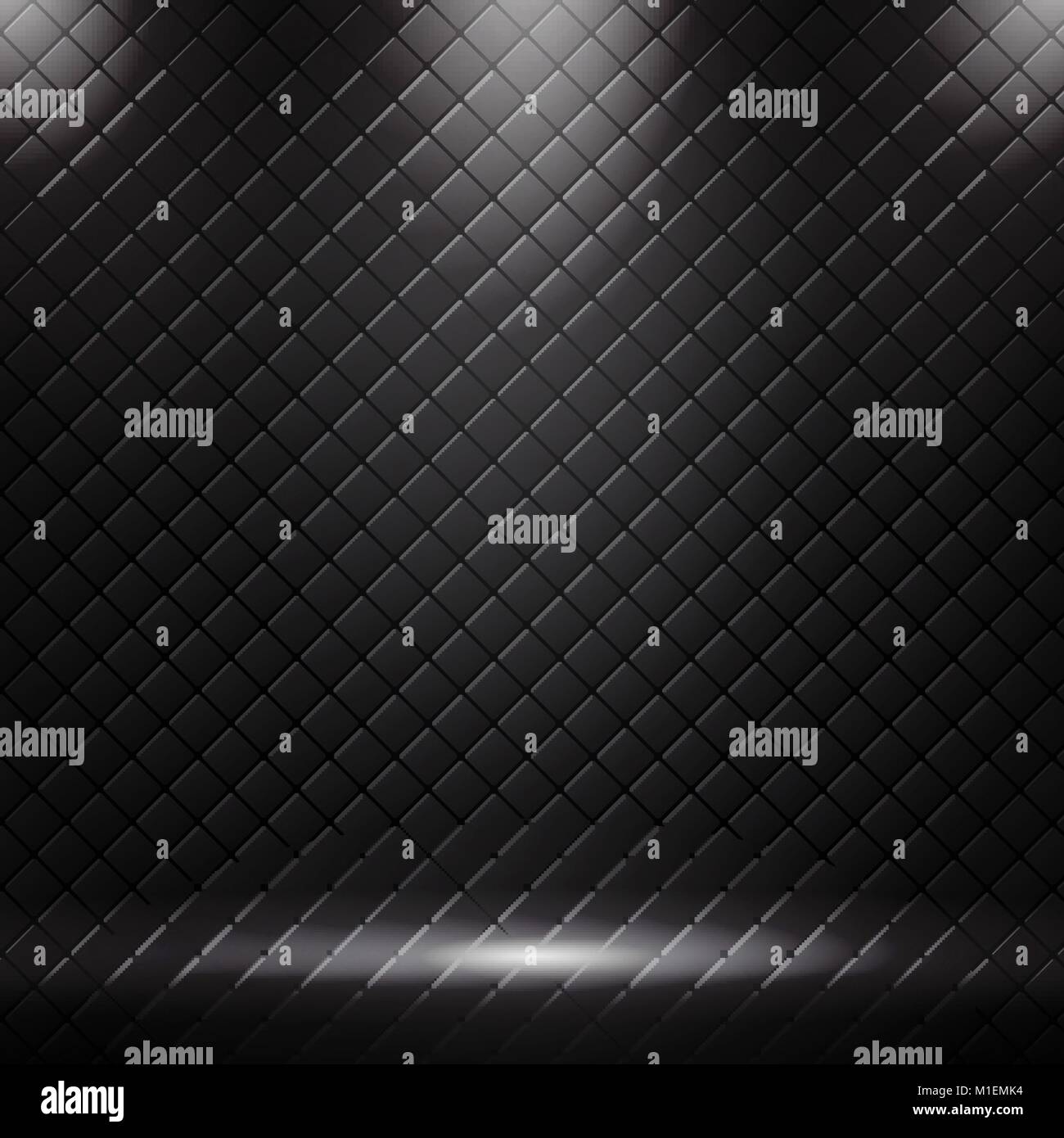 Studio luxury sofa background and texture with spotlight. Black square pattern with lighting. vector illustration Stock Vector