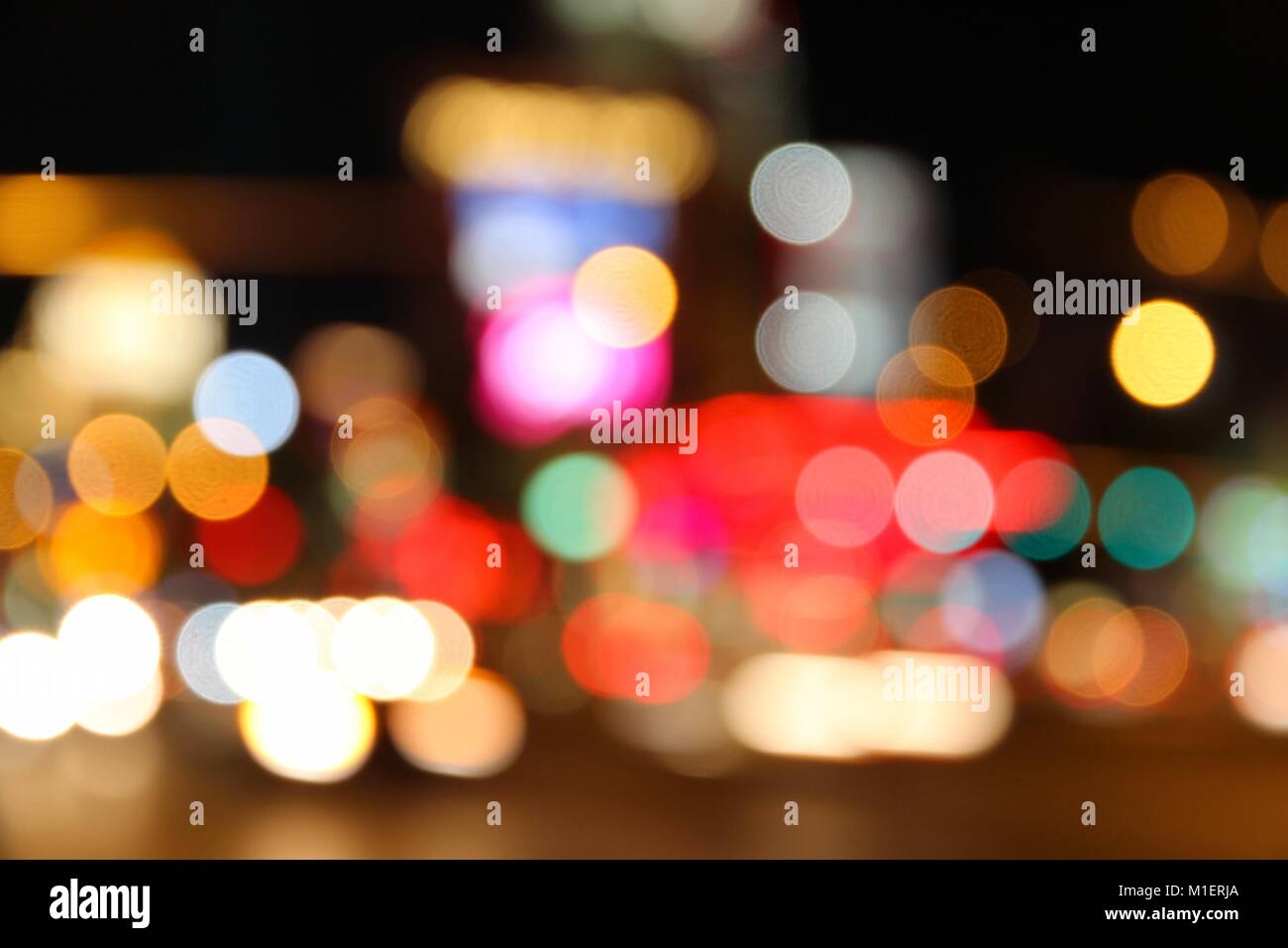 Las Vegas, Nevada, United States. Defocused city lights - colorful night view. Stock Photo