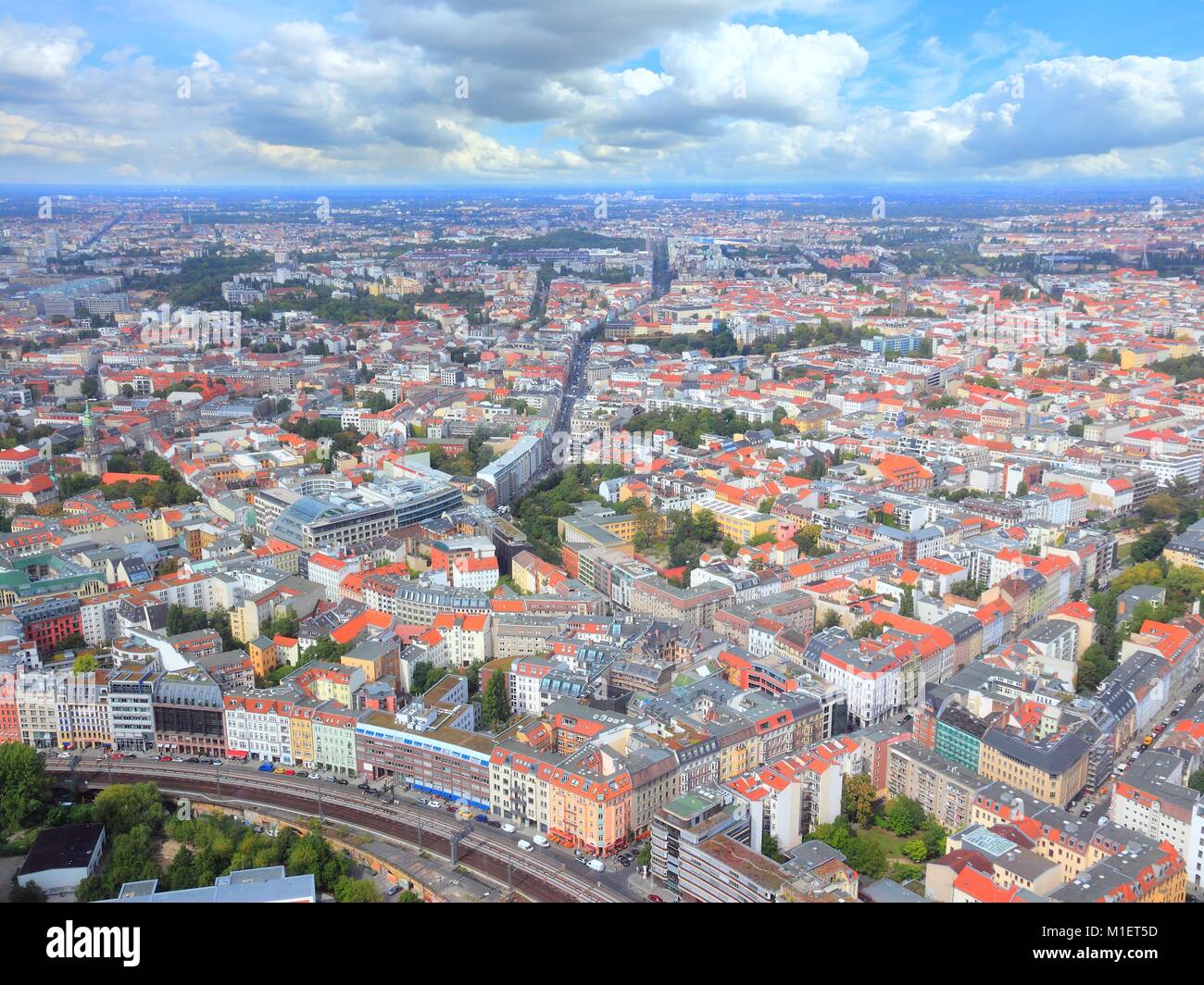 Berlin, Germany. Capital city architecture aerial view with Mitte and Gesundbrunnen districts. Stock Photo