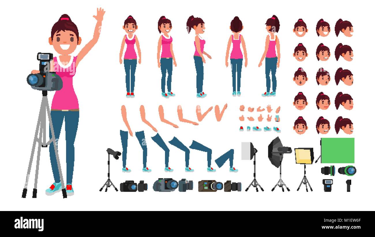 Female photographer tripod Stock Vector Images - Alamy