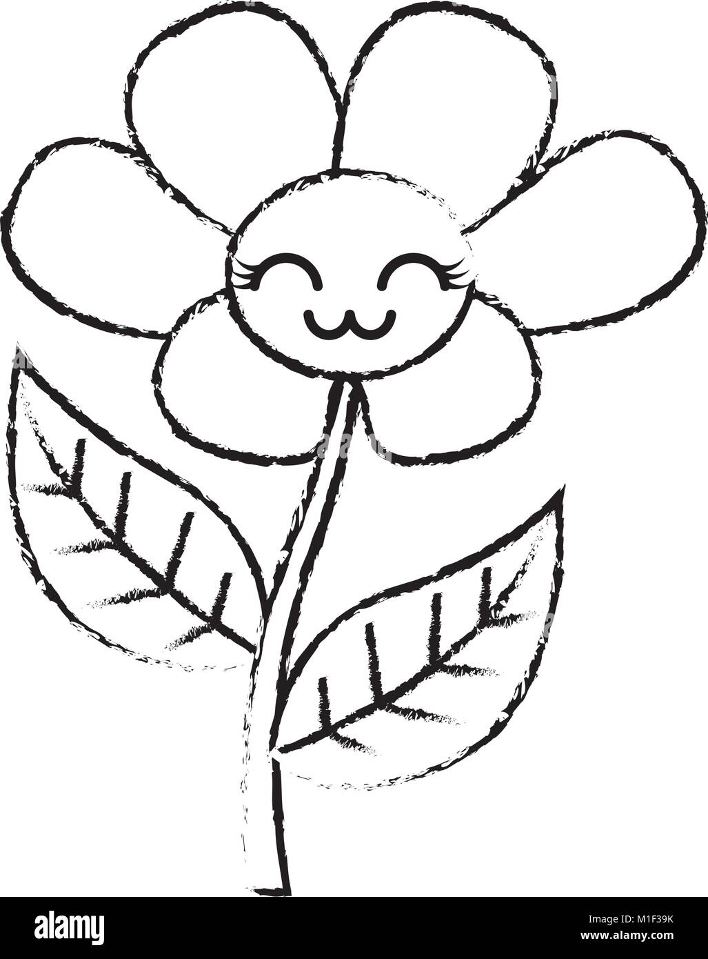 Kawaii Cute Flower Ornament Cartoon Stock Vector Image Art Alamy