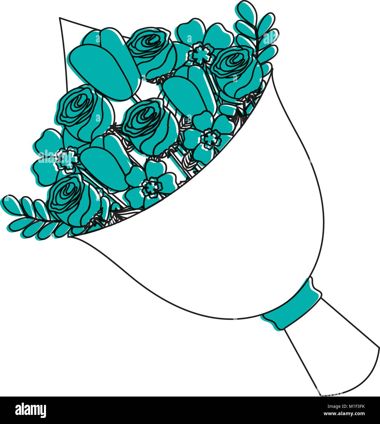 cute floral bouquet fresh flowers wrapped Stock Vector Image & Art - Alamy