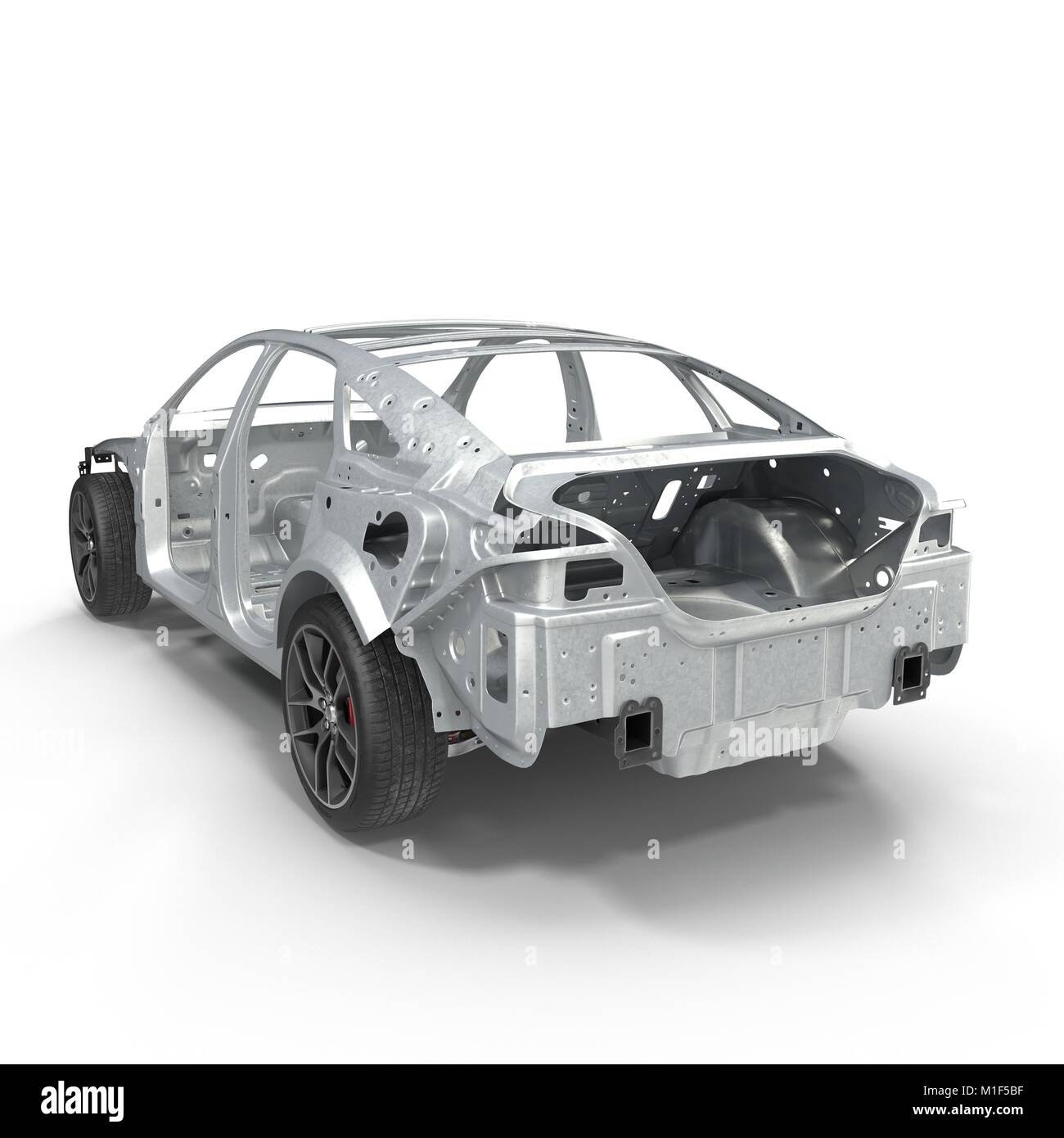 Car Without Rear Sedan without cover on white. Rear view. 3D illustration Stock Photo ...