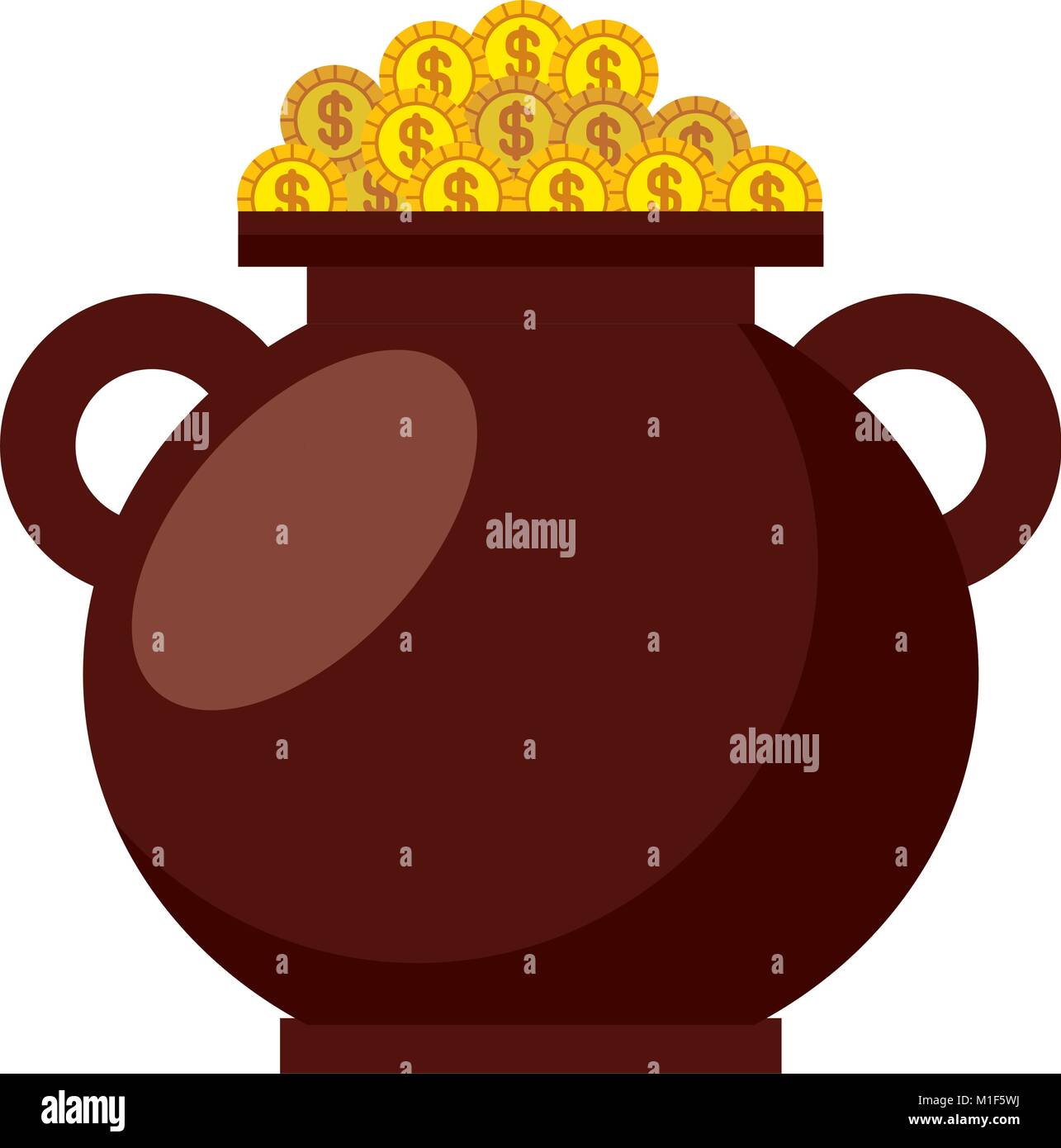 brown cauldron full gold coins treasure Stock Vector Image &amp; Art - Alamy