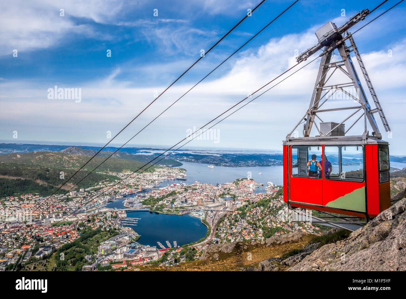 Ulriken cable railway in Bergen, Norway. Gorgeous views from the top of the  hill Stock Photo - Alamy